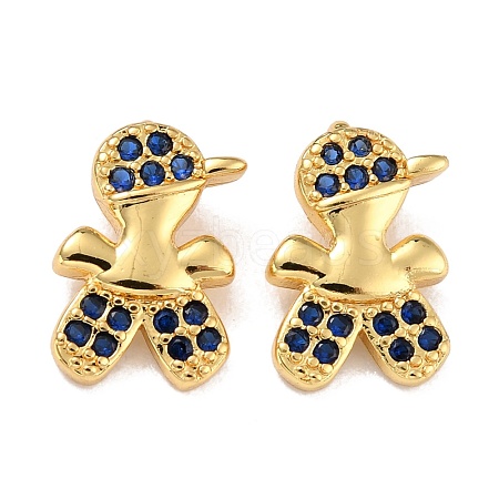 Brass Micro Pave Dark Blue Cubic Zirconia Charms ZIRC-A021-58G-1