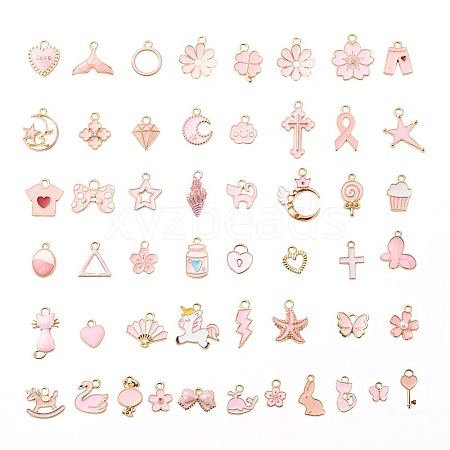 50Pcs 50 Style Alloy Enamel Pendants FIND-YW0001-46-1