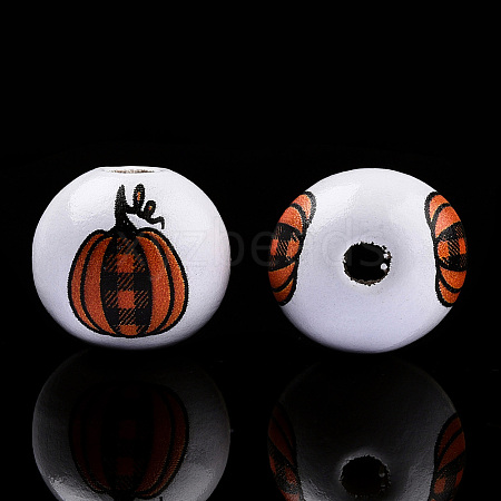 Halloween Theme Printed Natural Wood Beads WOOD-TAC0021-22A-1