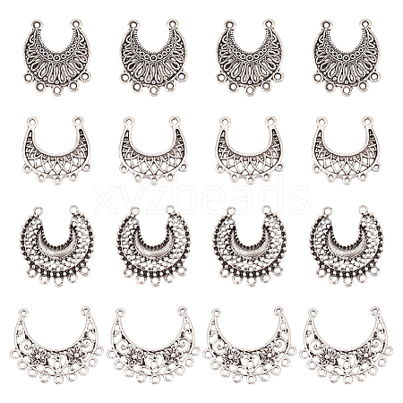 24Pcs 4 Style Tibetan Style Alloy Chandelier Component Links FIND-AR0003-56-1
