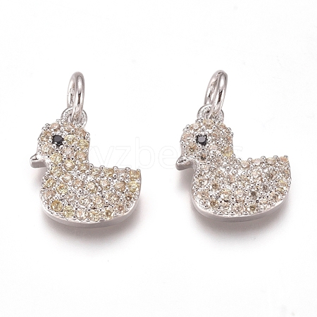 Brass Micro Pave Cubic Zirconia Charms ZIRC-I038-10P-1