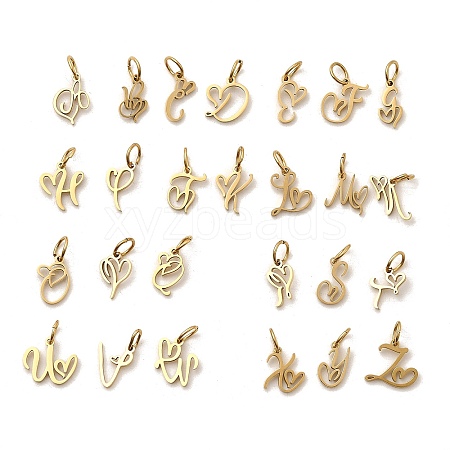 26Pcs 304 Stainless Steel Letter A~Z Charms STAS-P411-01G-1