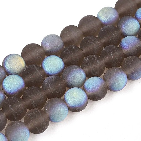 Frosted Transparent Glass Beads Strands GLAA-T032-T8mm-MBB02-1