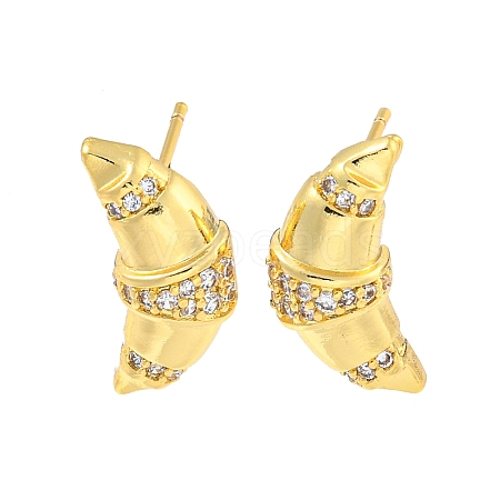 Rack Plating Brass Micro Pave Cubic Zirconia Stud Earring EJEW-C102-15G-01-1