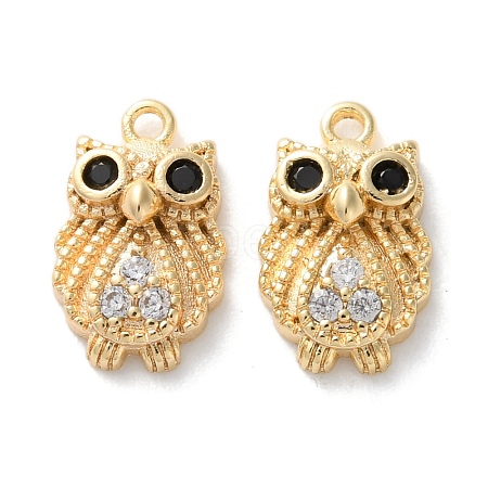 Brass Micro Pave Cubic Zirconia Charms KK-C079-09G-1