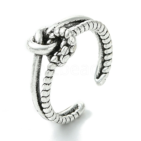 Knot Alloy Open Cuff Ring RJEW-K275-12AS-1