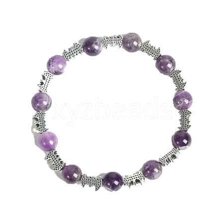 Christmas Theme Natural Amethyst Stretch Bracelets PW-WGC1682-09-1