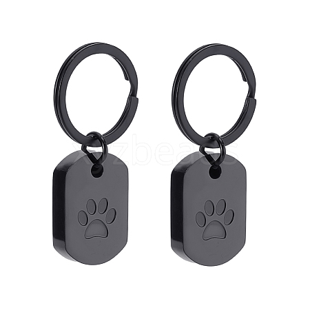 Rectangle with Paw Print 304 Stainless Steel Pet Memorial Urn Ashes Keychains STAS-WH0029-80EB-1