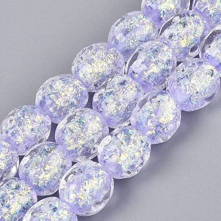 Handmade Foil Glass Beads Strands FOIL-Q002-05G-1