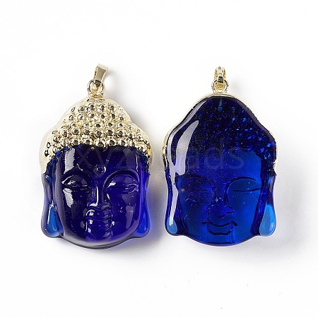 Medium Blue Glass Pendants KK-I639-01GLG-1