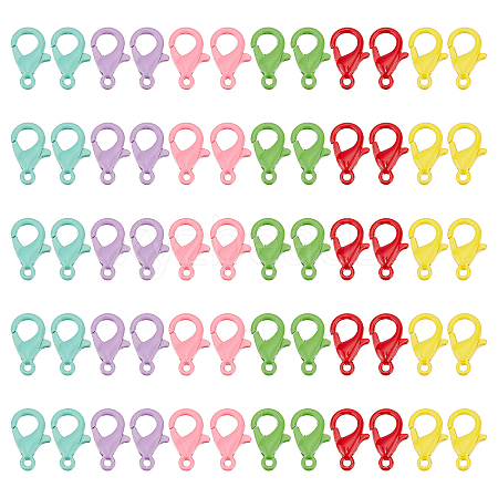 60Pcs 6 Colors Spray Painted Eco-Friendly Alloy Lobster Claw Clasps FIND-PH0004-93-1