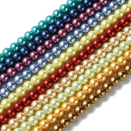 Eco-Friendly Dyed Glass Pearl Round Bead Strands HY-A002-6mm-M-1