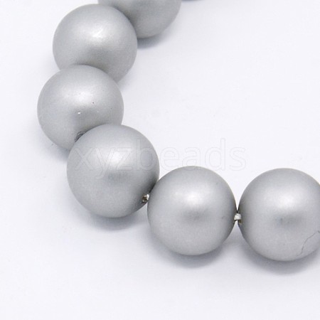 Round Shell Pearl Frosted Beads Strands X-BSHE-I002-8mm-223-1