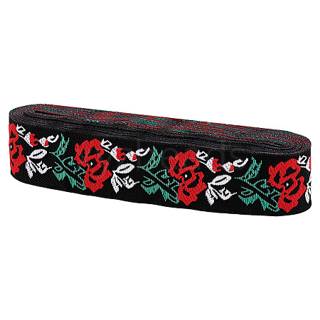 Ethnic Polyester Flower Embroidery Ribbons OCOR-WH0092-16A-1