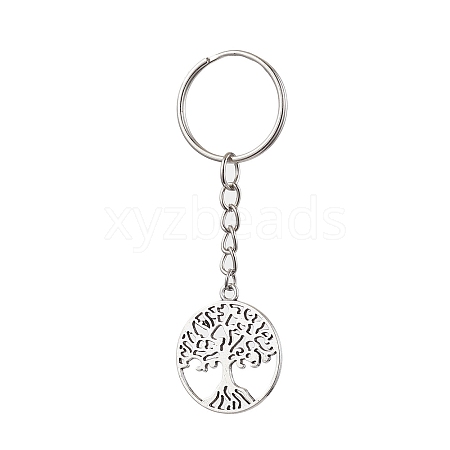 Tibetan Style Alloy Tree of Life Keychains KEYC-JKC00693-02-1