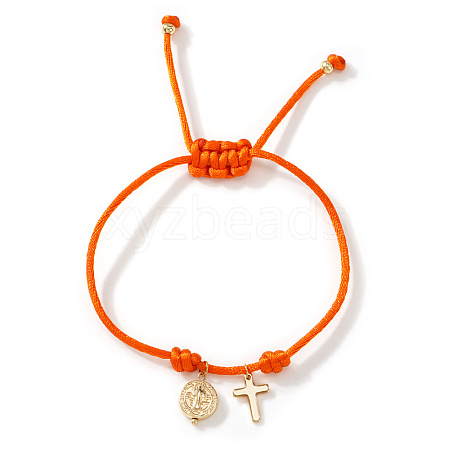 Adjustable Brass Religion Cross Virgin Charm Nylon Cord Braided Bracelets GY3057-1-1