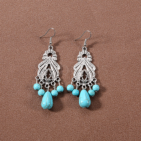 Bohemian tassel turquoise earrings JU8957-23-1