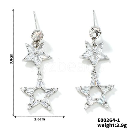 Copper Hollow Zirconia Pentagram Earrings XV4508-1-1