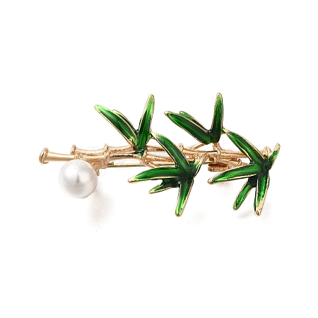 Bamboo Leaf Alloy Enamel Brooch JEWB-Q002-01G-1