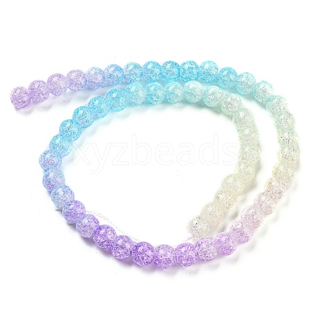 Spray Painted Crackle Glass Beads Strands DGLA-C002-8mm-07-1