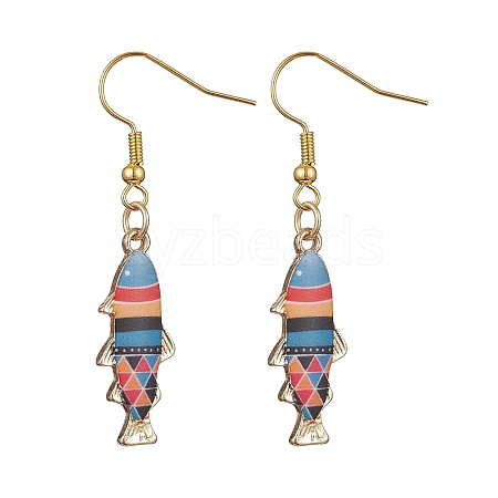 Light Gold Alloy Enamel Dangle Earrings EJEW-JE05607-01-1