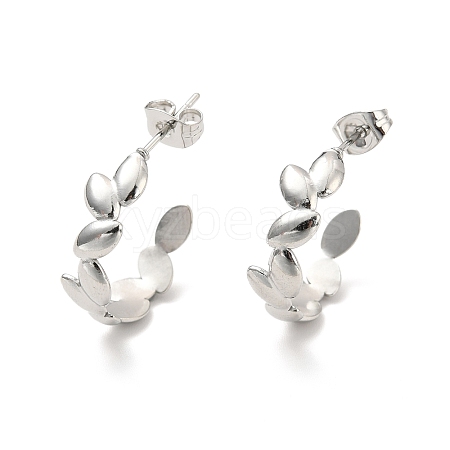 Non-Tarnish 304 Stainless Steel Leaf Wrap Stud Earring EJEW-P202-03P-1