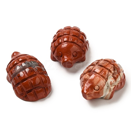 Natural Red Jasper Carved Hedgehog Statues Ornament DJEW-C019-03A-1