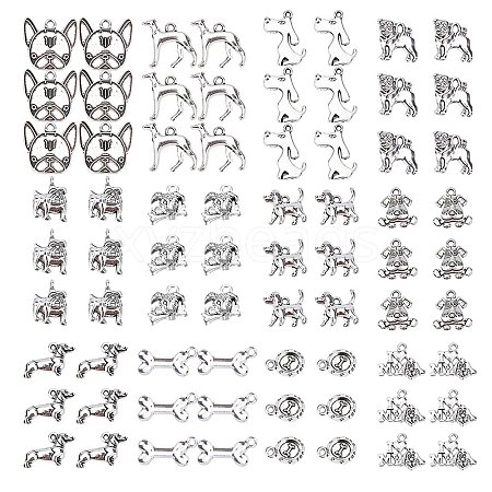 Tibetan Style Alloy Puppy Pendants TIBEP-SC0001-41AS-1