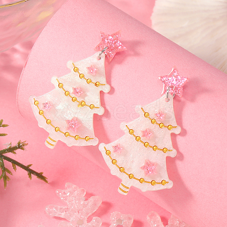 Resin Christmas Tree Stud Earrings OU3375-1-1