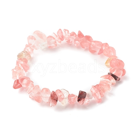 Chip Watermelon Stone Glass Stretch Beaded Bracelets for Kids BJEW-JB06305-05-1