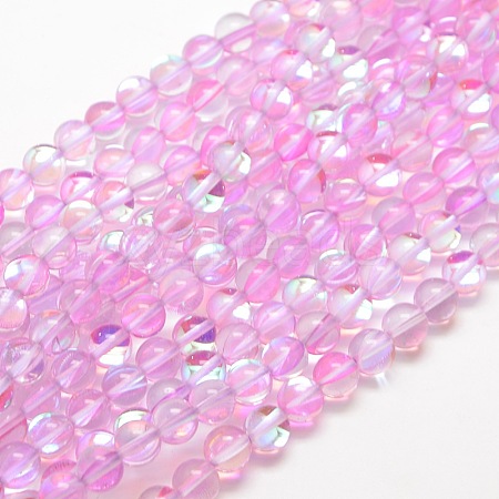 Synthetic Moonstone Beads Strands G-F143-6mm-01-1