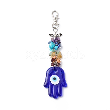 Handmade Lampwork Evil Eye Pendant Decoration HJEW-JM00773-01-1