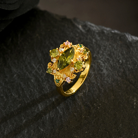 Brass Micro Pave Cubic Zirconia Finger Rings for Women KW9333-1-1