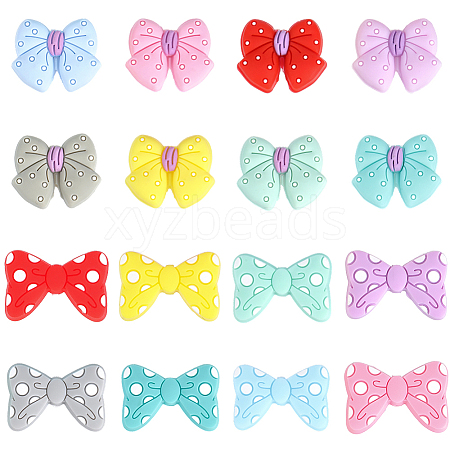 32Pcs 16 Colors Food Grade Eco-Friendly Silicone Focal Beads SIL-PA0001-33-1