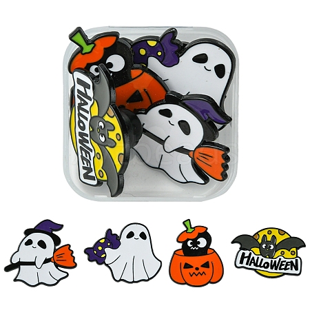 4Pcs 4 Styles Halloween Enamel Pins JEWB-FS0001-06-1