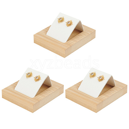 DELORIGIN 3Pcs Rectangle Wood Earring Display Stands EDIS-DR0001-05A-1