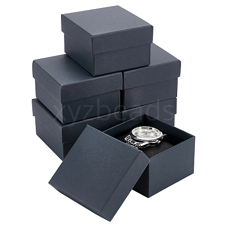 Cardboard Jewelry Watch Storage Gift Box CON-WH0092-67B-1