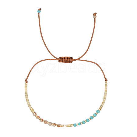 Summer Glass Seed Beaded Braided Bead Bracelets for Women EK0672-7-1