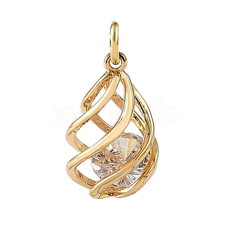 Brass Pave Clear Cubic Zirconia Charms KK-CBA7157-10G-1