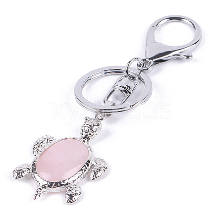 Natural Rose Quartz Sea Turtle Pendant Keychains WG34080-04-1