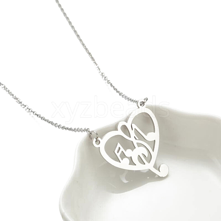 Non-Tarnish Stainless Steel Musical Theme Pendant Necklace for Women MUSI-PW0001-08A-P-1