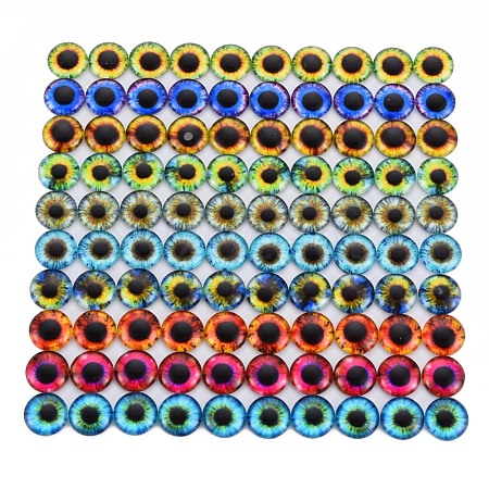 Luminous Eye Printed Glass Cabochons GGLA-WHC0002-10mm-1