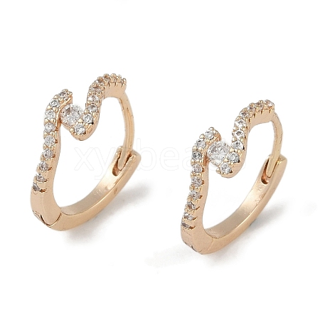 Clear Cubic Zirconia Hoop Earrings EJEW-L292-013G-1