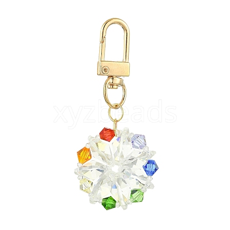 Flat Round Glass Pendant Decorations HJEW-TA00195-1