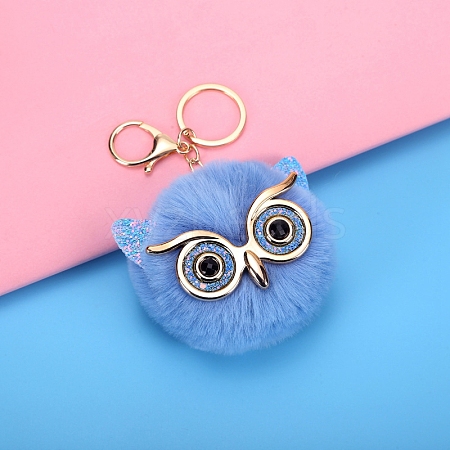 Owl Furry Pom-Pom Keychain for Women PW-WG49E57-08-1