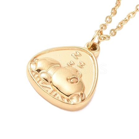 Ion Plating(IP) 304 Stainless Steel Teardrop with Sleeping Bear Pendant Necklace for Women NJEW-F294-02G-1