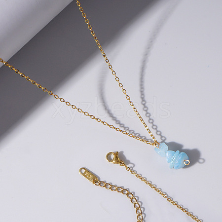 Half Gemstone Necklaces for Bestie YM3563-2-1