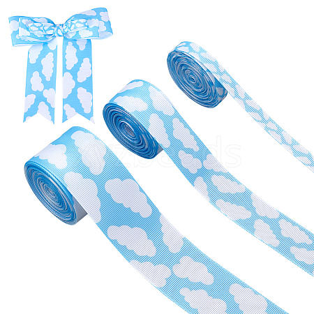 15 Yards 3 Styles Polyester Cloud Printed Grosgrain Ribbons OCOR-OC0001-76-1