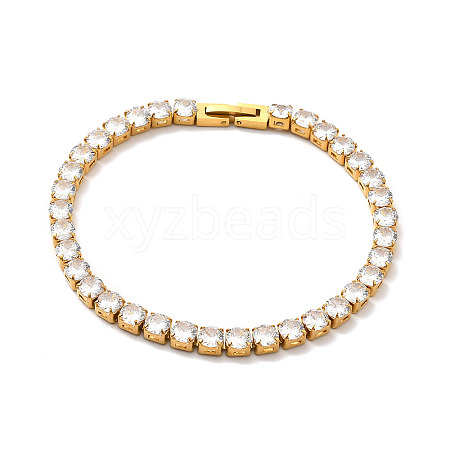 Clear Cubic Zirconia Tennis Bracelet BJEW-E009-25A-G-1