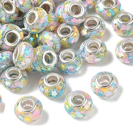 Transparent Resin Rondelle European Beads RESI-S023-14-1